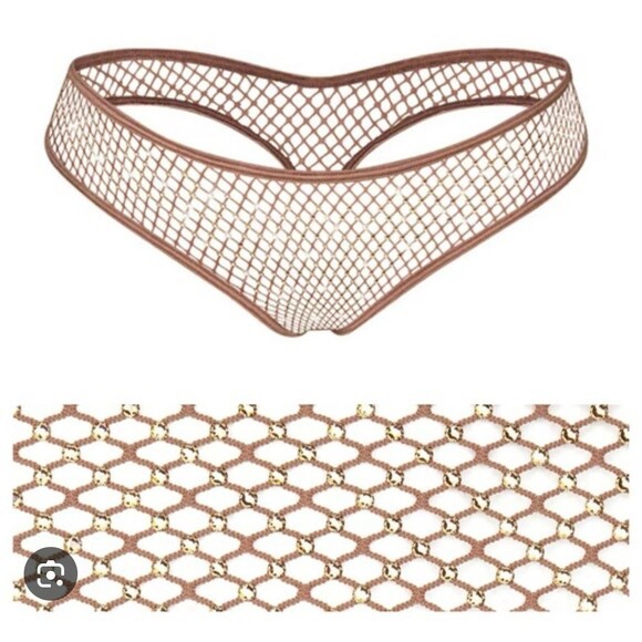 Swarovski x Skims Stretch Net Dipped Thong with Swarovski Crystals in gold large - Picture 3 of 5